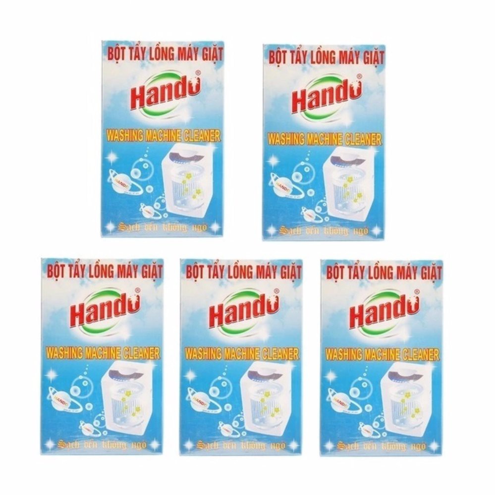 Bộ 5 hộp 10 gói bột vệ sinh tẩy lồng máy giặt hando loại 100g/gói ti488