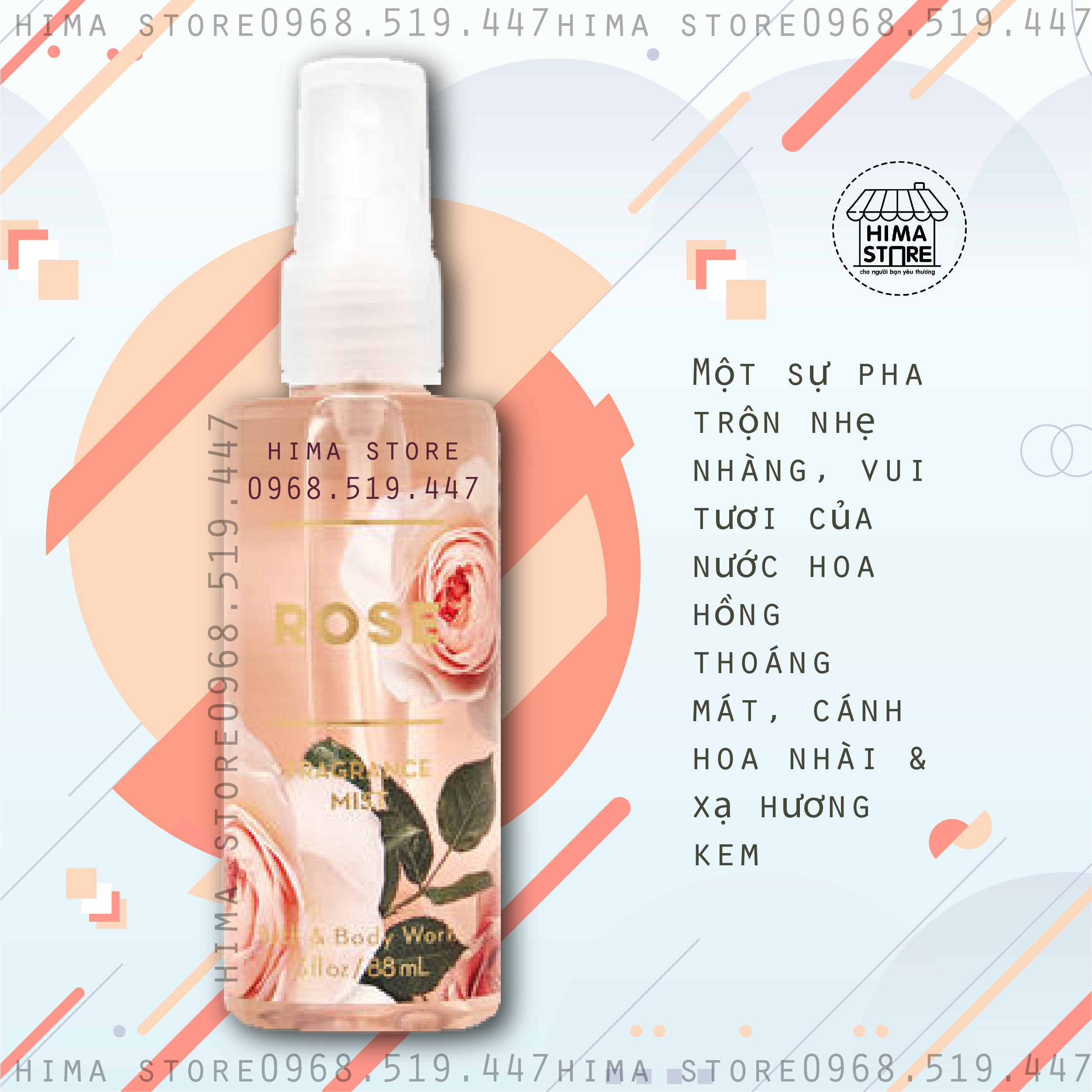 [HCM][mini] Xịt thơm toàn thân Bath & Body Works Fine Fragrance Mist - ROSE (88ml)