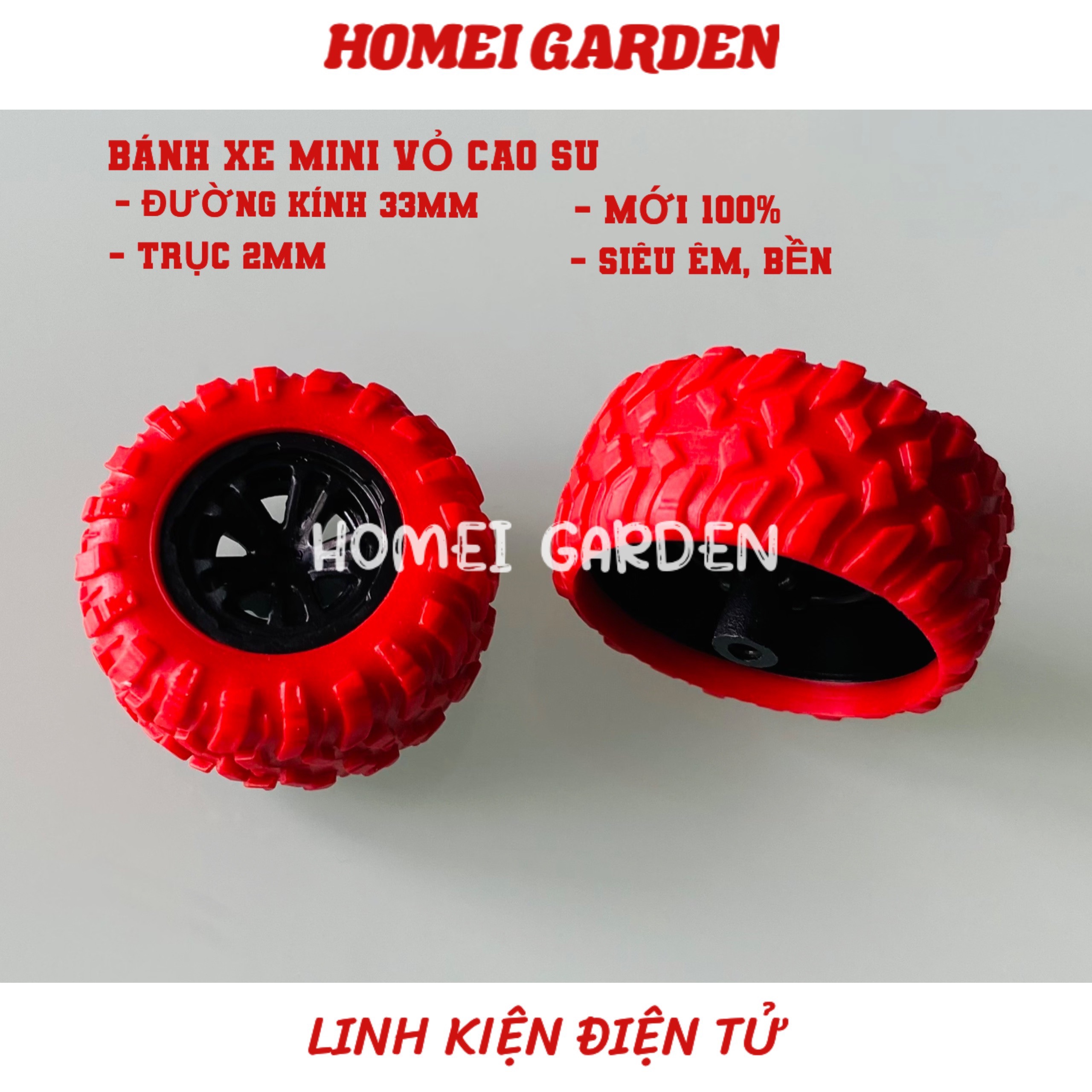 Bánh xe mini vỏ sao su đường kính 33mm trục 2mm rất đẹp để chế xe DIY steam steam - HM0131