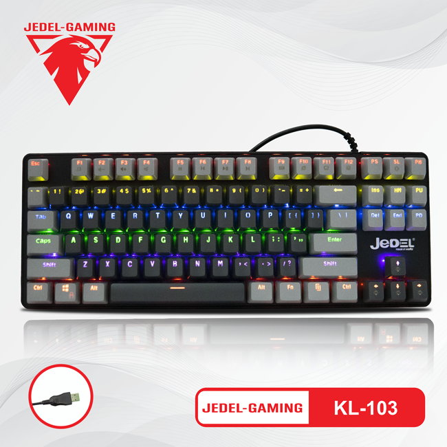 Bàn phím cơ gaming jedel kl-103 led chuẩn 87 phím blue switch bh 12 tháng