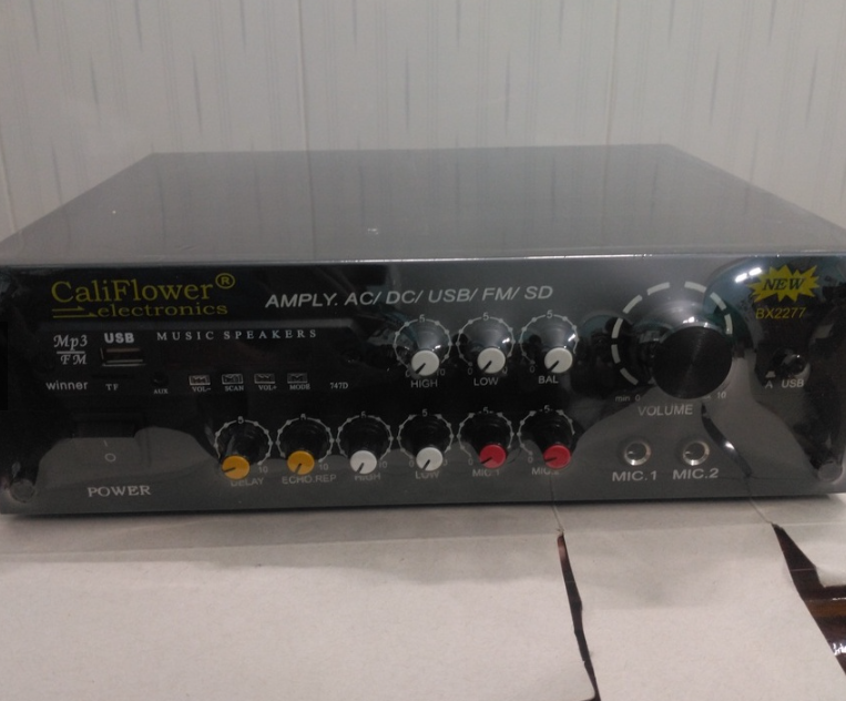 Amply mini califlower bx2277 dc 12v, ac 220v, usb, fm, sd, bluetooth