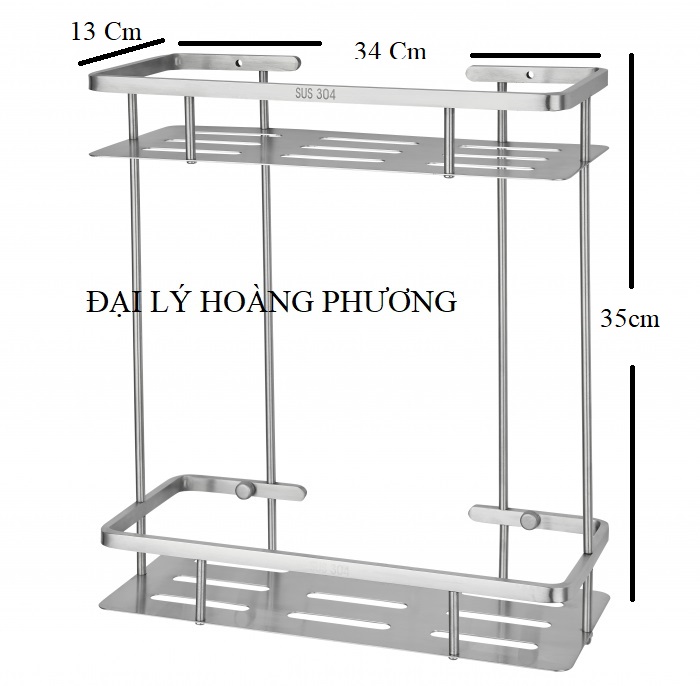 Kệ inox dùng trong phòng tắm 2 tầng BAO (Inox 304) Trắng