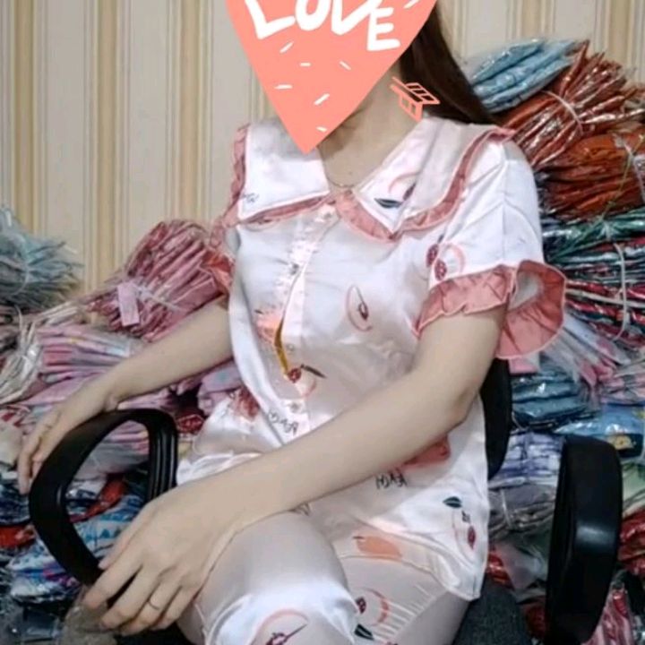 Bộ ngủ Tay ngắn quần dài lụa đẹp SATIN, bộ pijama, đồ bộ, bộ pijama nữ, bộ ngủ lụa