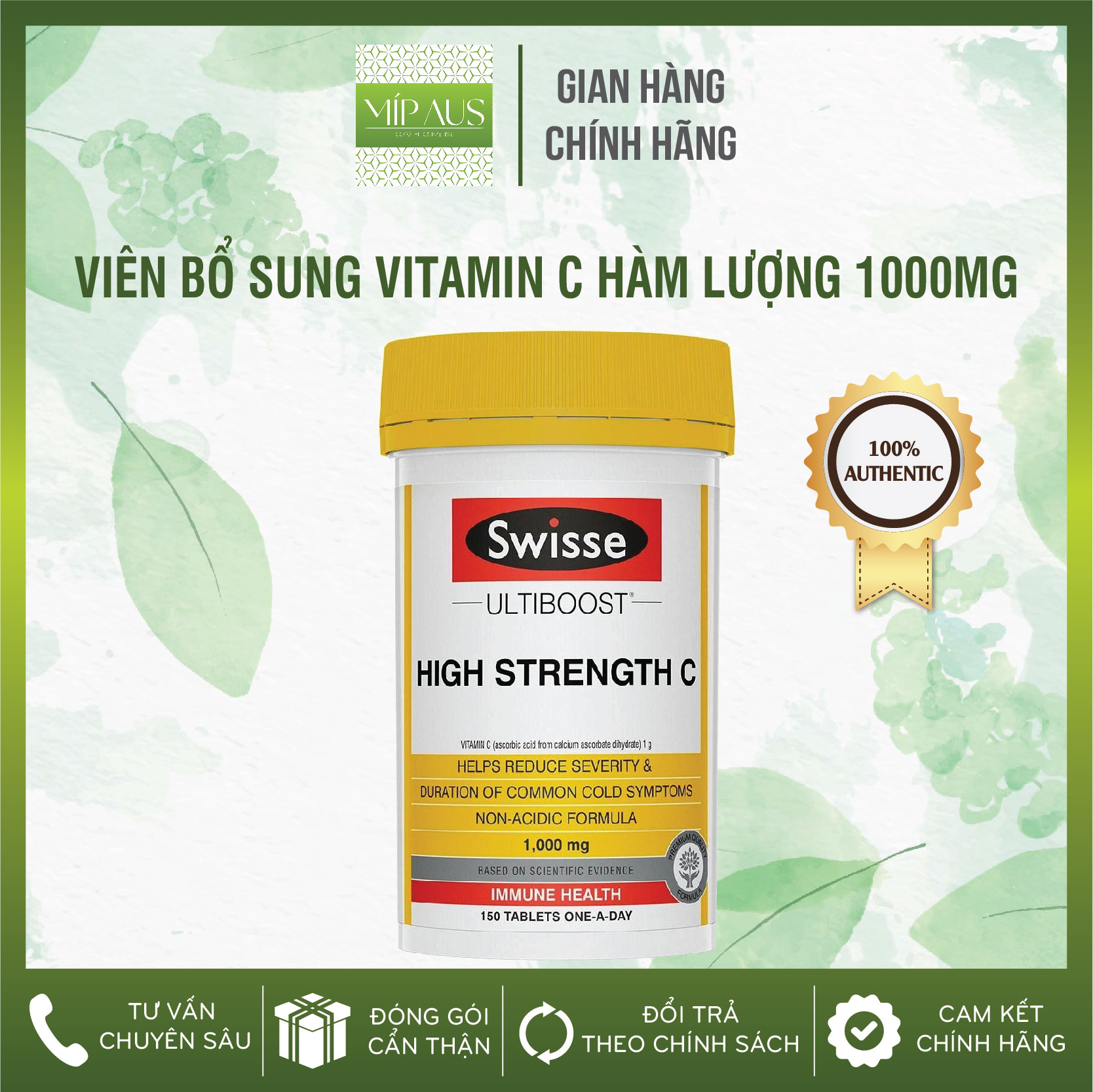 Viên uống bổ sung vitamin c 1000mg - swisse high strength vitamin c