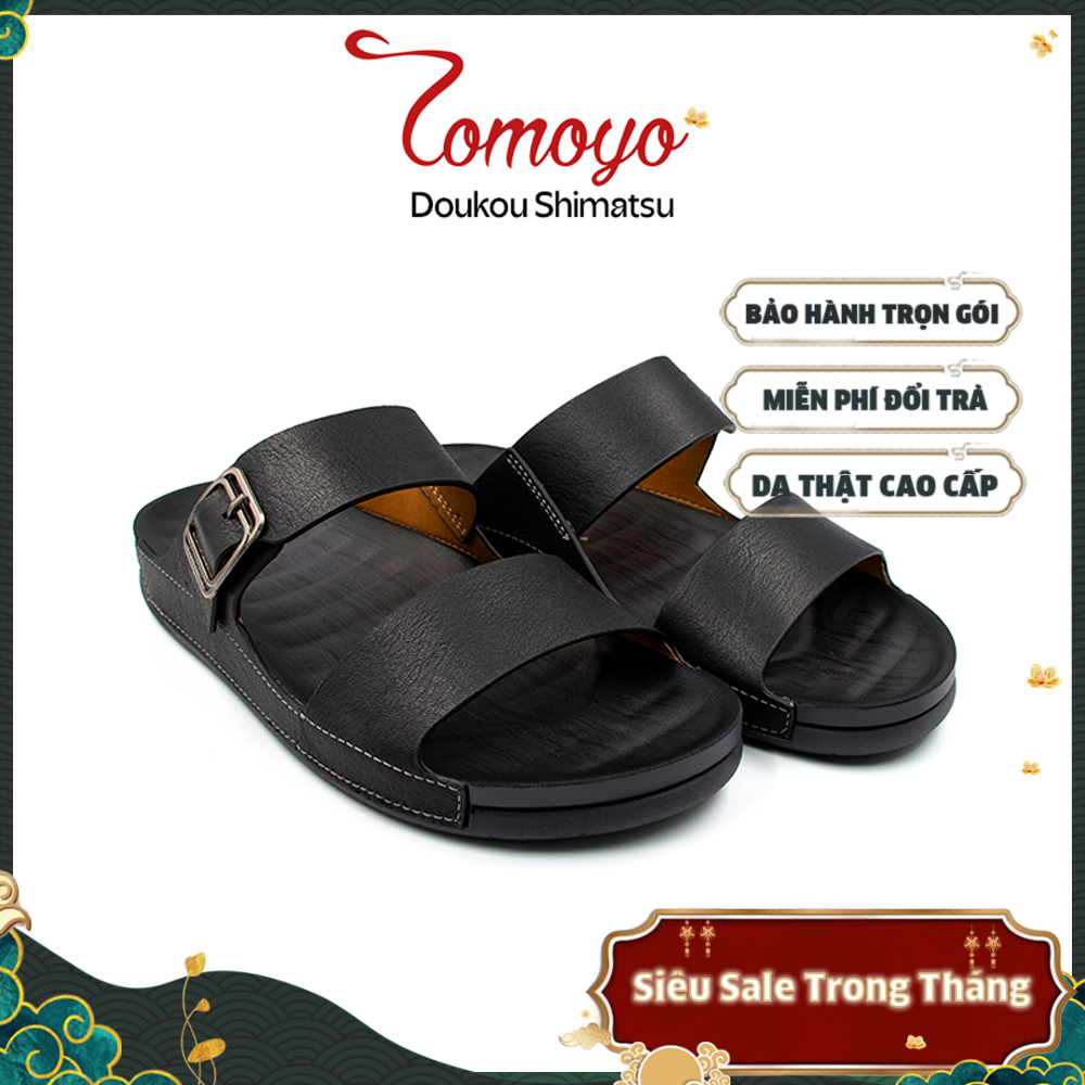 SIÊU SALE 7.7 | Giảm 30% đơn 199k - Dép Quai Ngang Nam Da Bò Nappa Cao Cấp Tomoyo TMD301