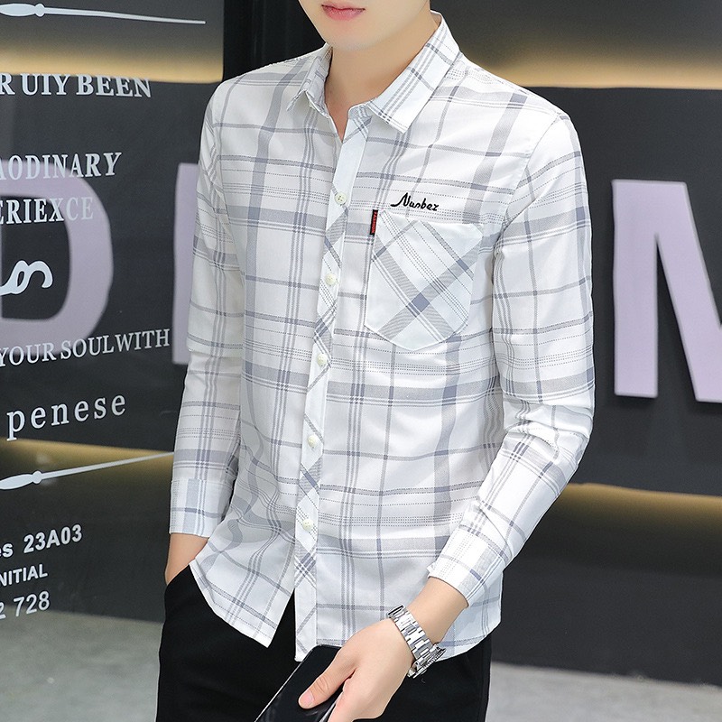 Áo sơ mi nam tay dài Hàn Quốc cao cấp kẻ sọc caro phối túi mẫu mới đẹp nhất SN869 thời trang PONIVALAZA chất vải cao cấp mềm mịn trẻ trung năng động