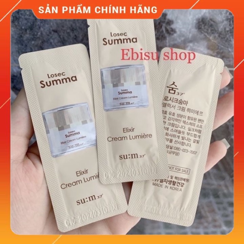 10 gói kem dưỡng trắng Su:m37 Elixir Cream Lumiere losec summa 1ml
