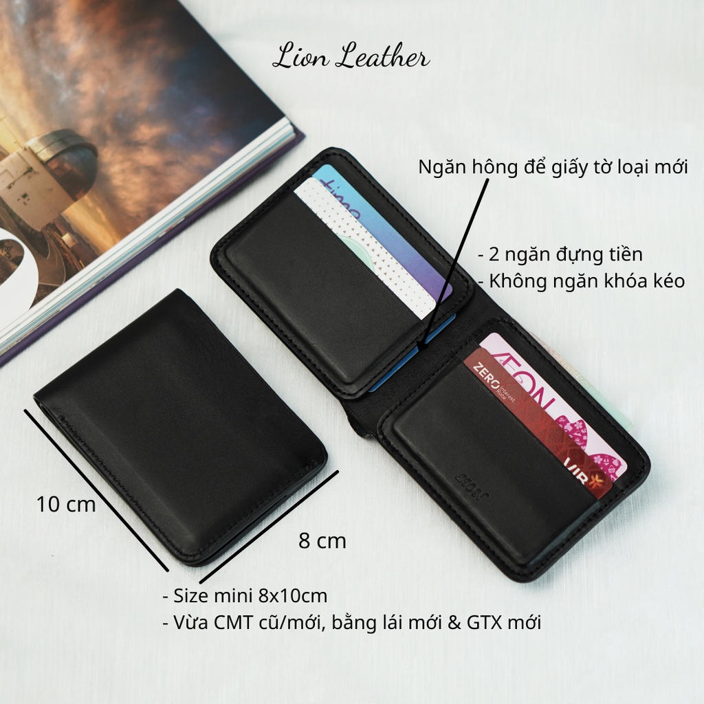 Ví da mini Kane ví da bò mini nhỏ gọn thương hiệu Lion Leather