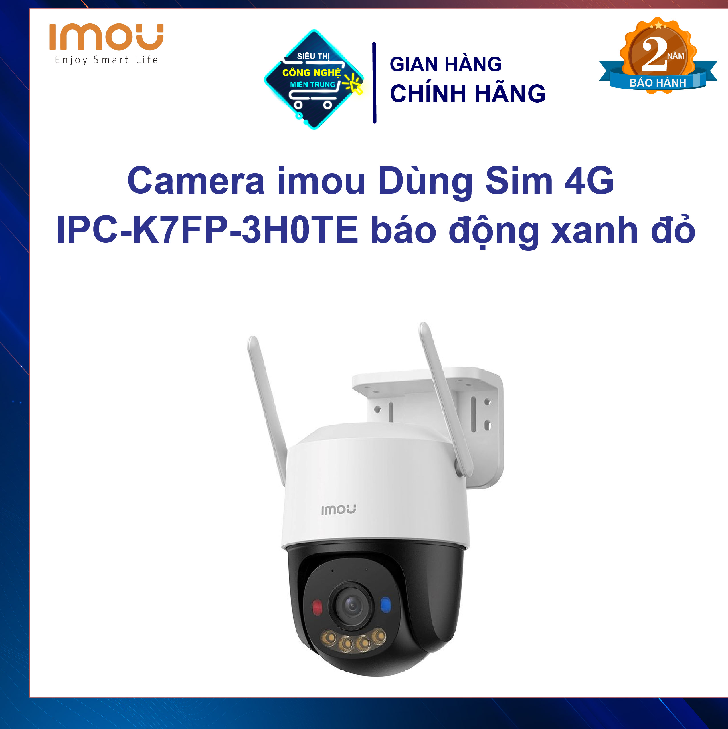 Camera imou Dùng Sim 4G IPC-K7FP-3H0TE báo động xanh đỏ