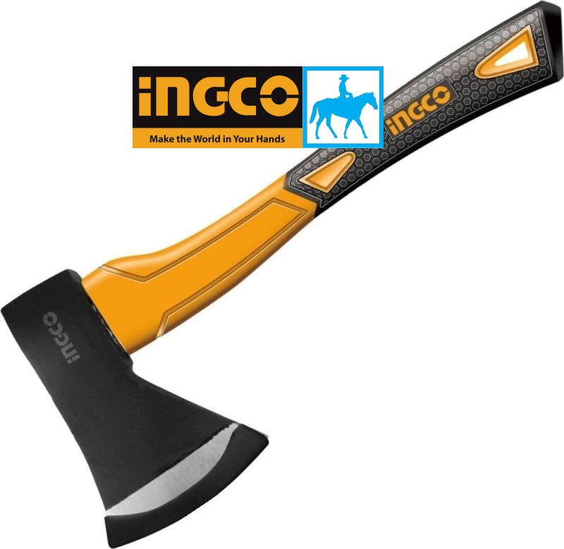 Búa rìu đi rừng chặt cây dã ngoại cán nhựa 1kg 43cm ingco hax02010008