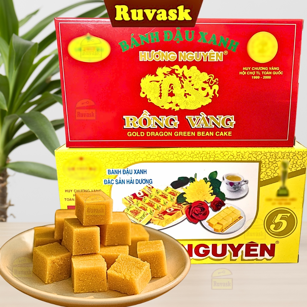  Bánh Đậu Xanh Hương Nguyên Đặc Sản Hải Dương - Bánh Đậu Xanh Rồng Vàng Hương Nguyên Chất Mịn Thơm Ngon - Đậu Xanh Ruvask 