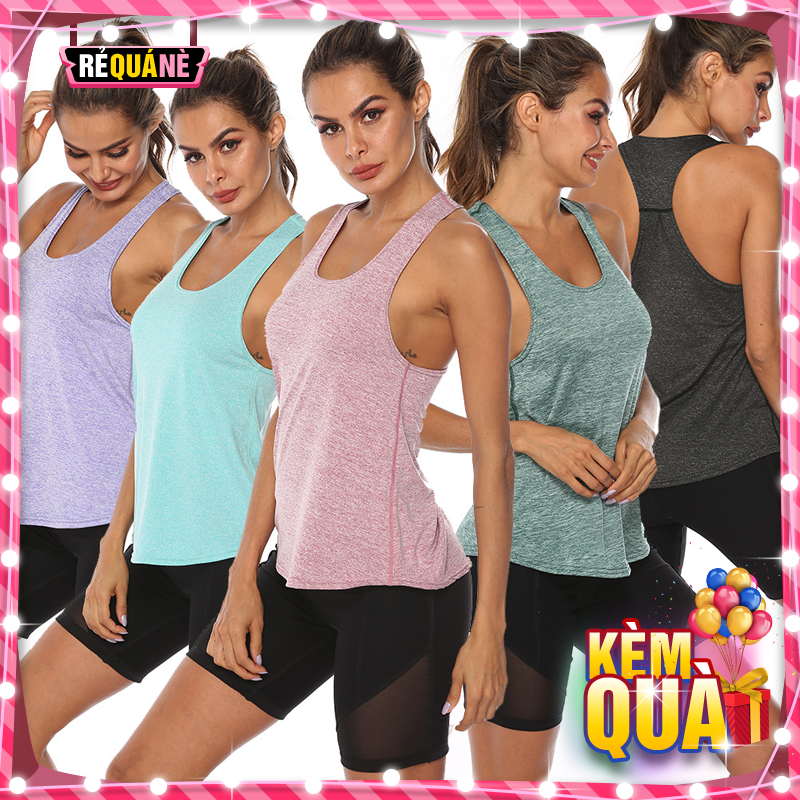 Áo Tank Top Vân Rằn Cổ Chữ U Yoga Gym Size M Style Âu - requane