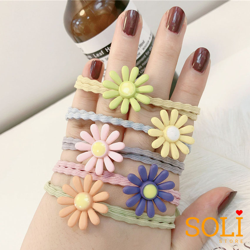 Set 10 dây cột tóc hoa cúc nhiều màu Han Quôc CT04