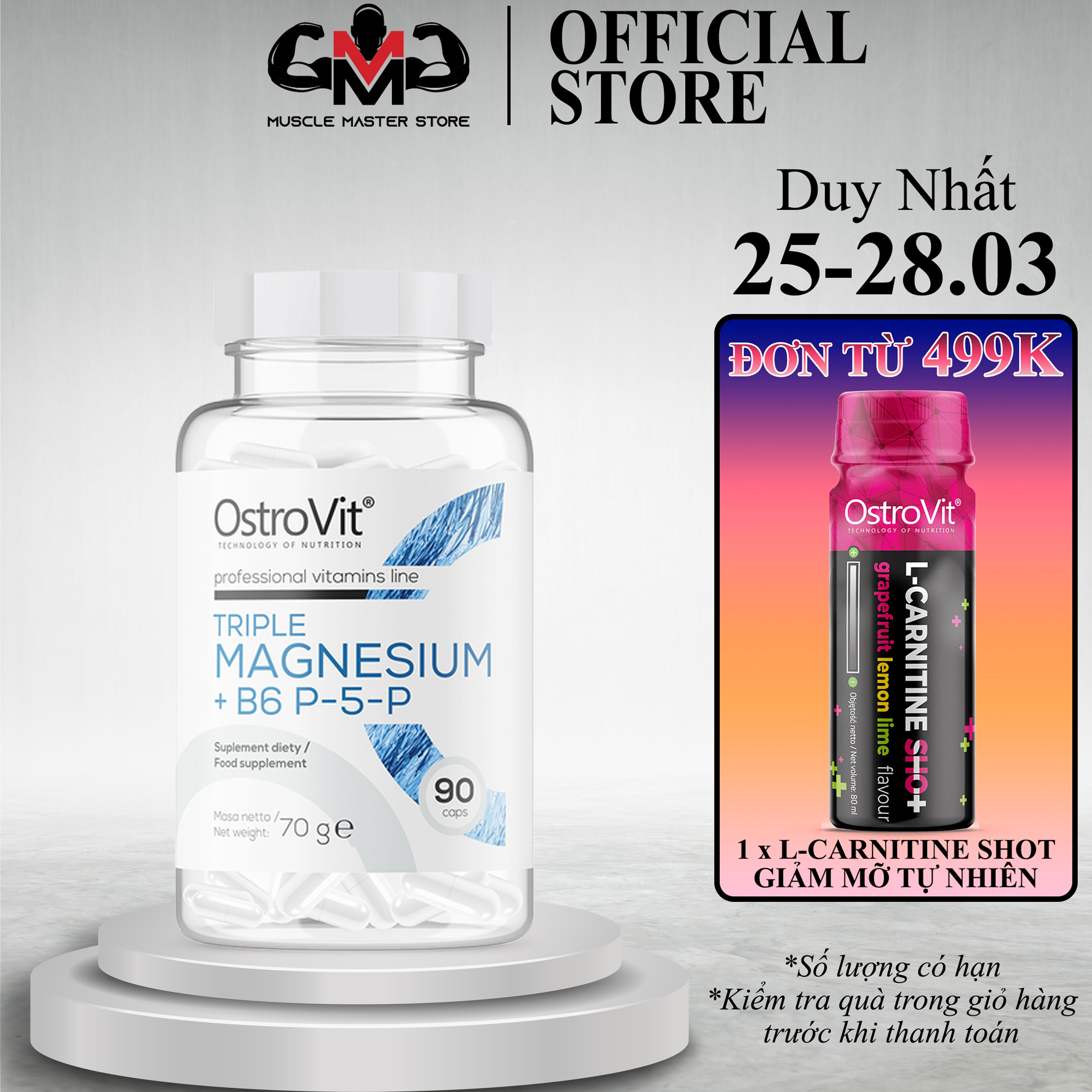 Thực Phẩm Bổ Sung Ostrovit Triple Magnesium + B6 P5P 90 Viên