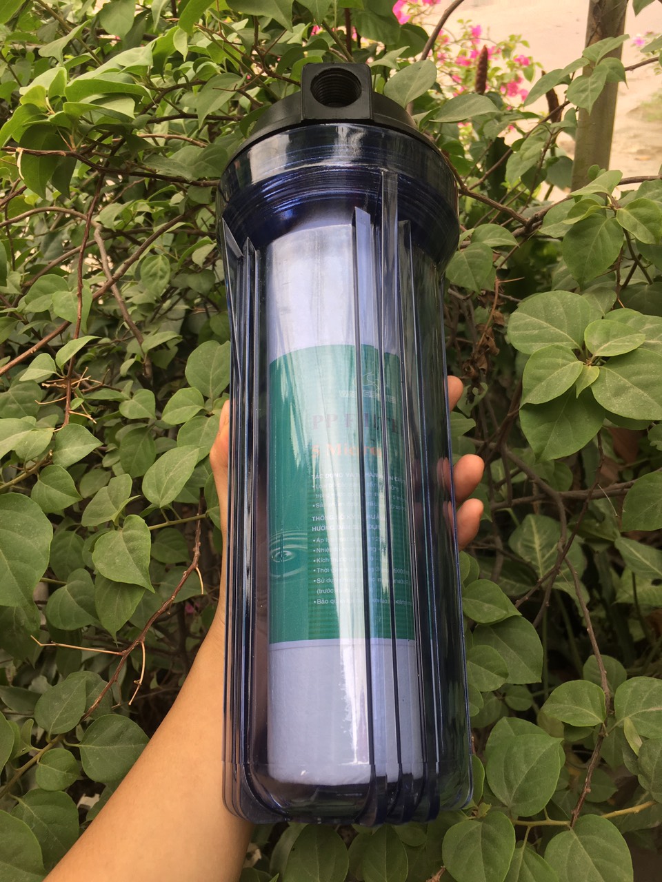 Cốc lọc thô - lọc nhựa lớn - Ly lọc nước RO (nhựa trong) kèm 1 lõi lọc - hệ thống máy bơm phun sương