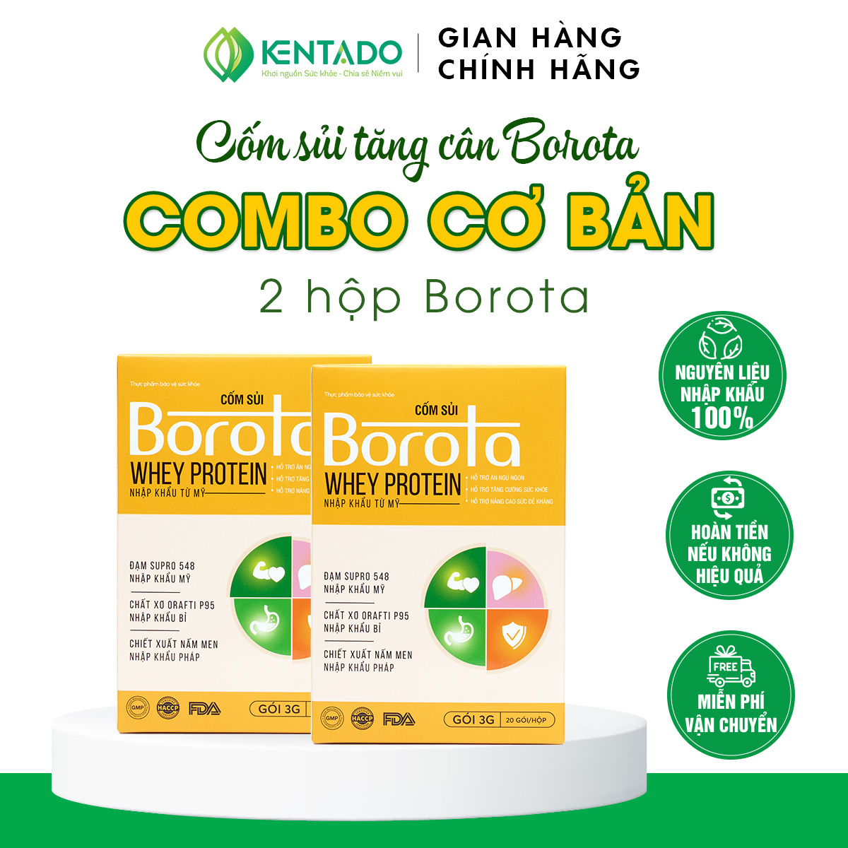 Combo 2 - cốm sủi tăng cân borota giúp tăng cân cho người gầy chuẩn fda - hiệu quả từ 2-5 kg sau 15 ngày hộp 20 gói