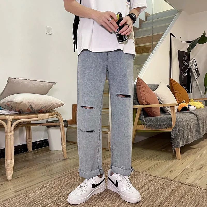 Quần Jean Nam - Ống rộng baggy rách phong cách