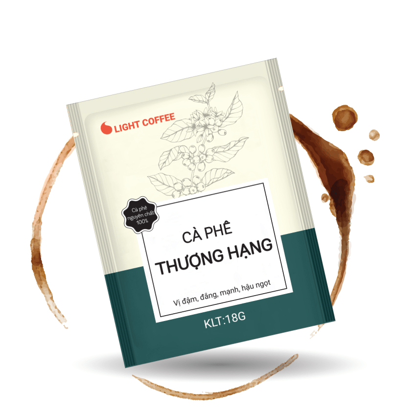 Cà phê Thượng hạng pha phin Light Coffee, túi giấy tiện lợi - Túi 18g