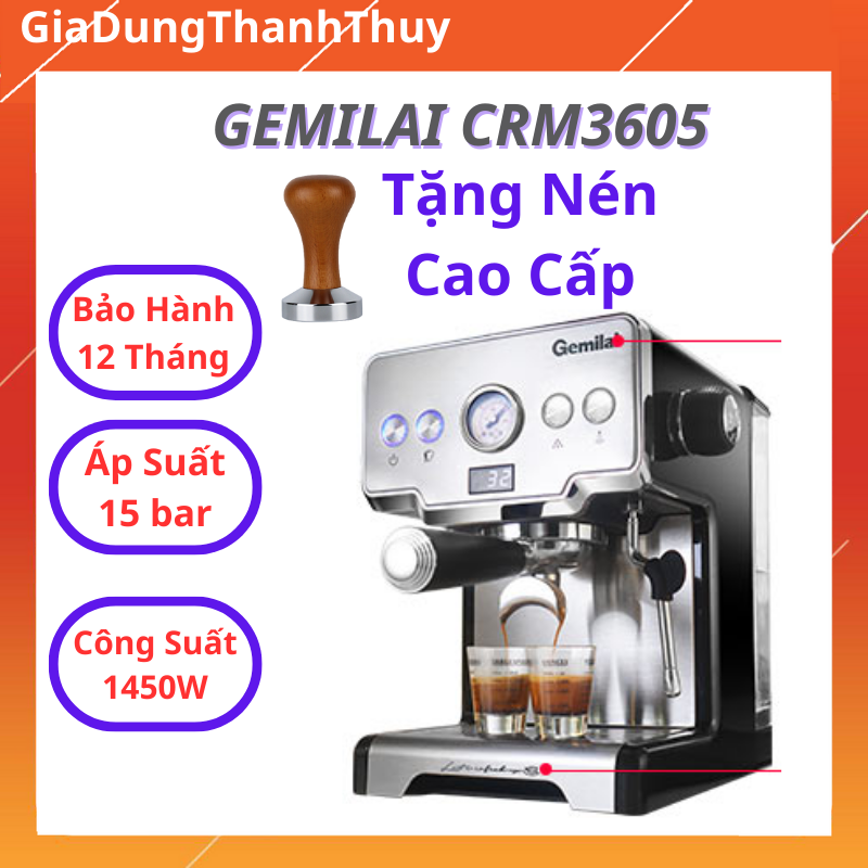 Máy pha cafe tự động gemilai, máy pha cà phê gemilai CRM 3605