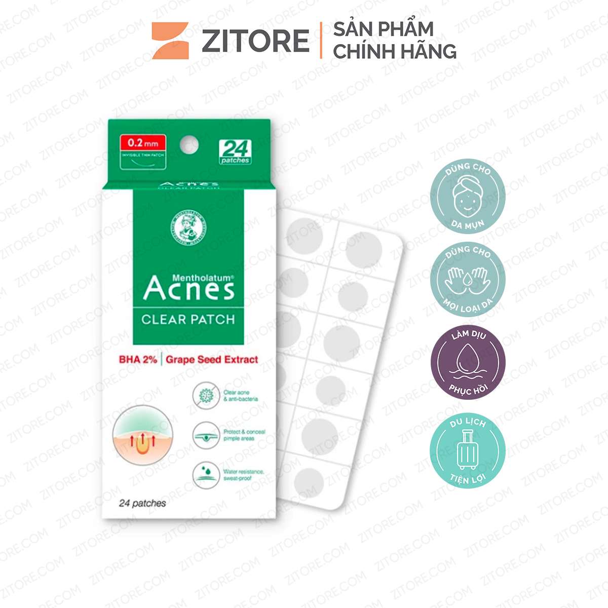 Miếng dán mụn acnes giúp giảm mụn sưng viêm 24 miếng 48 miếng - sản phẩm chính hãng tại zitore