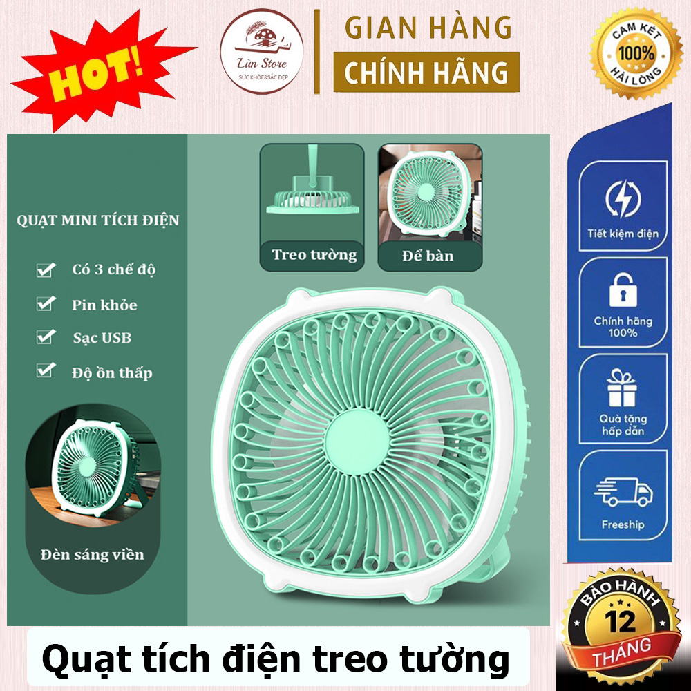 Quạt tích điện treo tường mini 3in1, quạt treo tường mini siêu cute, để bàn làm việc,bàn học, treo tường, quạt mini để bàn xoay 180 độ, 3 tốc độ gió, sạc cổng usb, quạt treo tường giá rẻ, nhỏ gọn tiện lợi, quat treo tuong