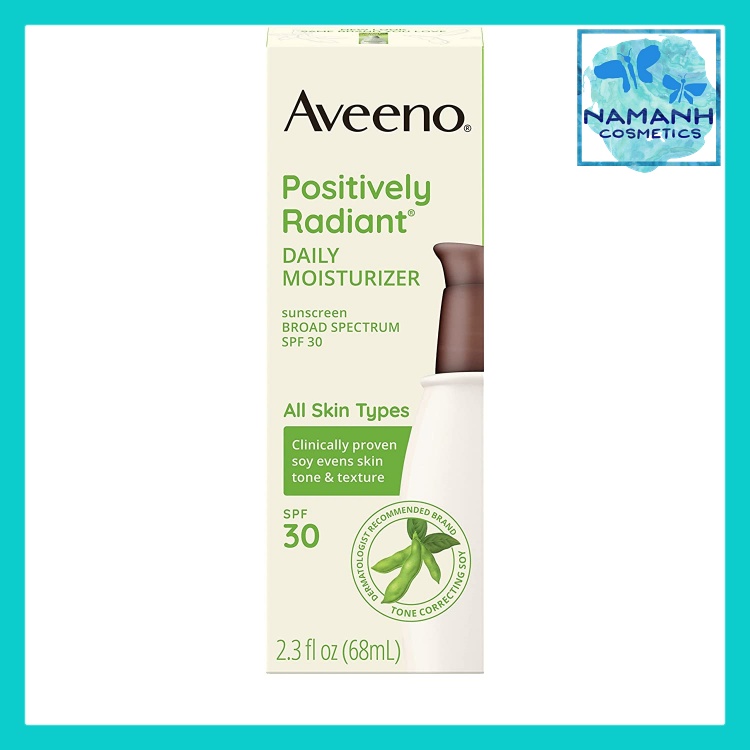 Kem dưỡng ẩm làm trắng da Aveeno Positively Radiant Daily Facial Moisturizer with Total Soy Complex and Broad Spectrum SPF 30 Sunscreen