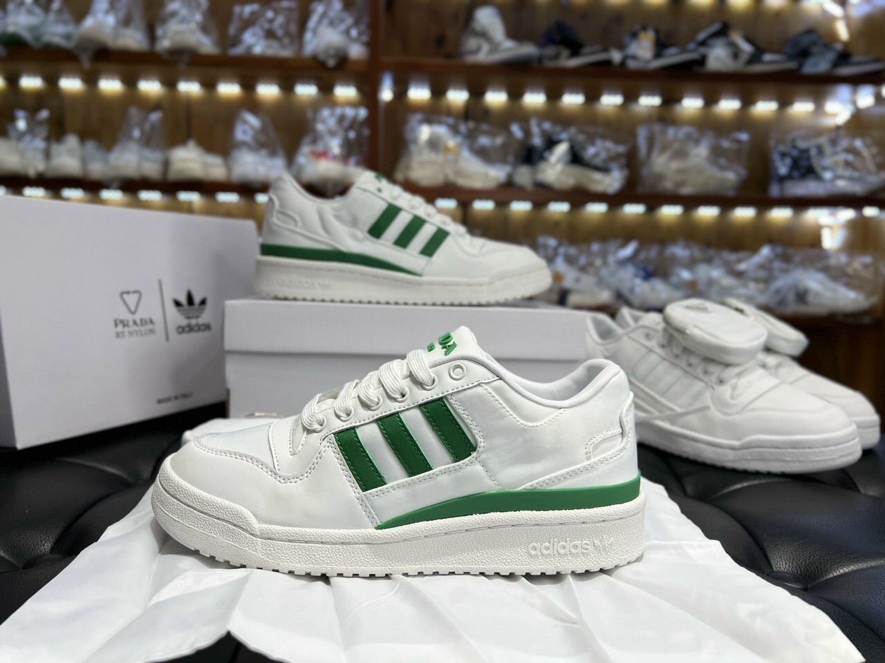 Giày thể thao Adidas x Prada Forum Buckle Low White Green Mẫu Adidas Hot  Độc Lạ 2023 