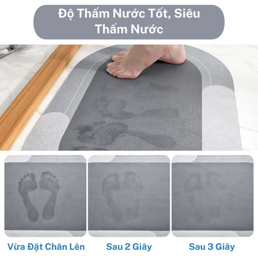 Thảm Lau Chân - Thảm Phòng Tắm - Thảm Silicon - Hút Nước Siêu Thấm Sau 3 Giây - Lau Chân Chống Trơn Trượt Đồ Gia Dụng Thông Minh 88