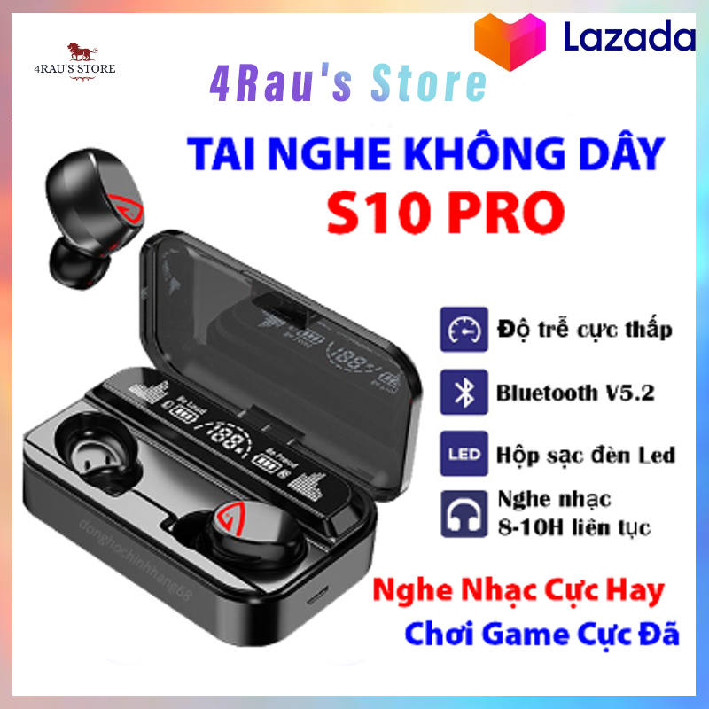 Tai nghe bluetooth không dây s10 pro pin cực trâu nghe nhạc cực hay chơi game cực đã tai nghe không dây ,tai nghe bluetooth 5.2 bảo hành 12 tháng