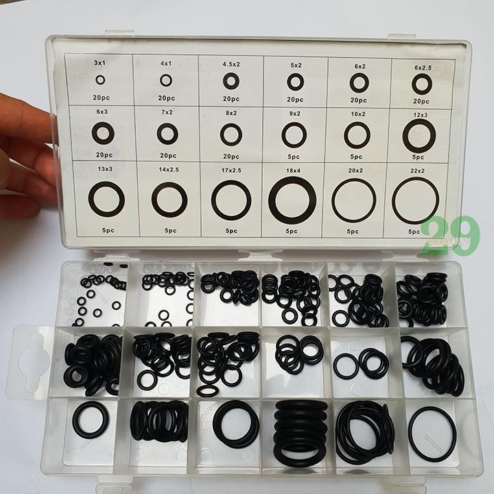 Bộ gioăng sim cao su chất lượng cao 225 chiếc nhiều kích cỡ size khác nhau Tặng Găng Tay Bảo Hộ