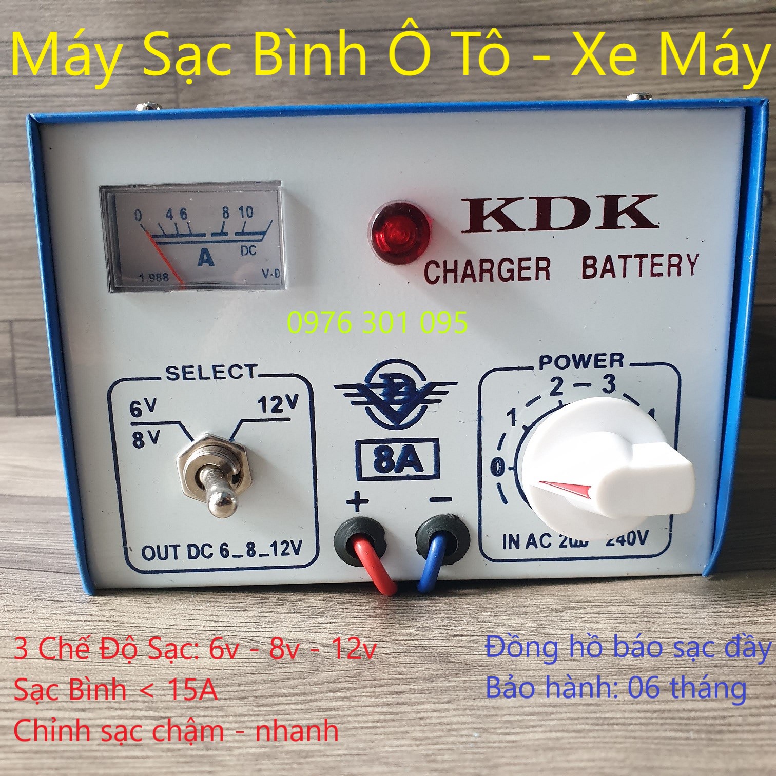 Máy Sạc Bình Acquy Tự Động 8A [ 6v/8v/12v ]