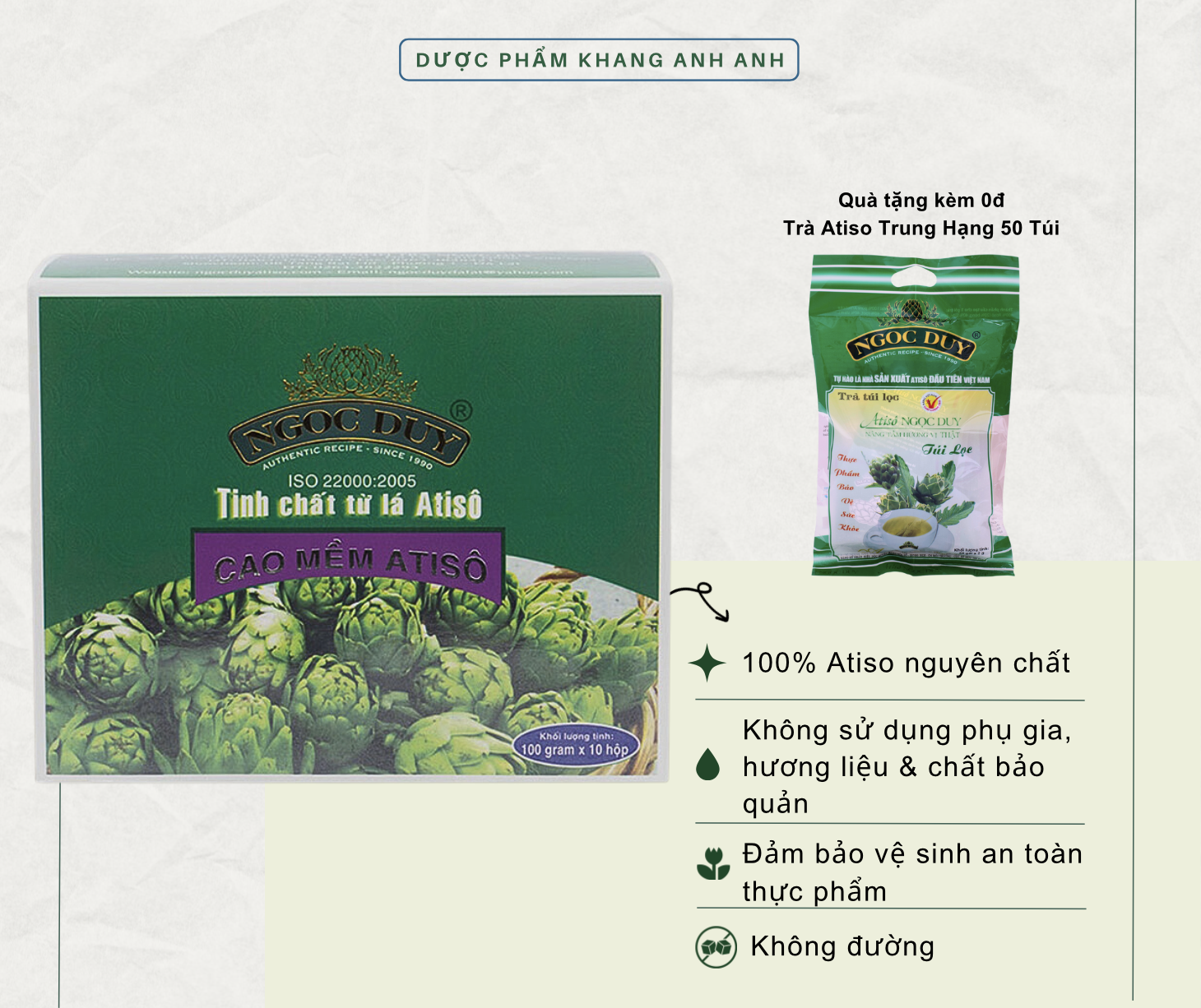 Cao mềm atiso đắng nguyên chất không đường hộp 1kg - date 07/05/2026