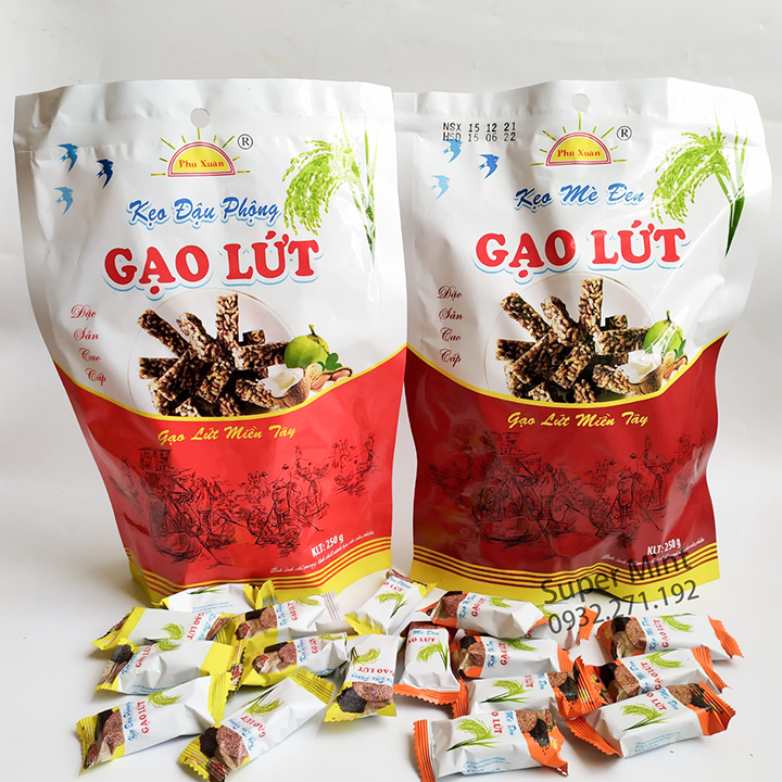Cốm gạo lứt mè đen - gạo lứt đậu phộng 250g hàng cao cấp - supermint - quà tết - bánh kẹo tết