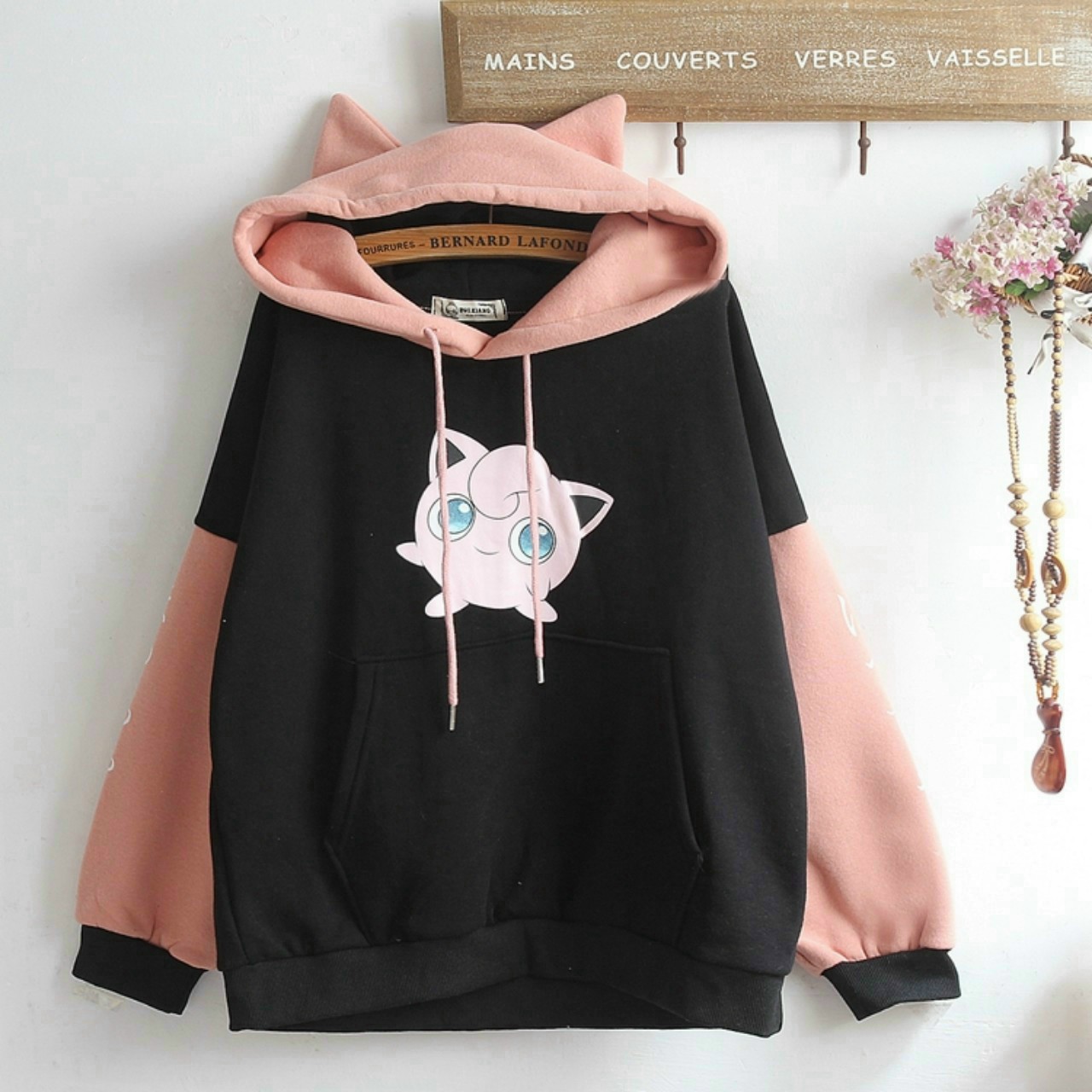 Áo Hoodie Nỉ Tai Mèo Hình Hoạt Hình Phối Màu Cực Cute Teen31