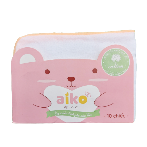 Khăn sữa cho bé cao cấp AIKO 4 lớp lớn 28x35 cm - Khăn sữa cotton mềm mại - Khăn sữa em bé thấm hút tốt - TINI KIDS PLAZA