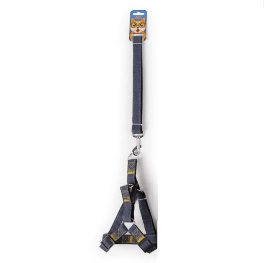 Dây dắt chó mèo - dây dắt kèm yếm jean 2.5cm