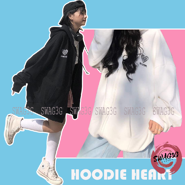 Áo Hoodie Thêu Tim Heart Unisex chất nỉ cotton xịn cao cấp full size SW053