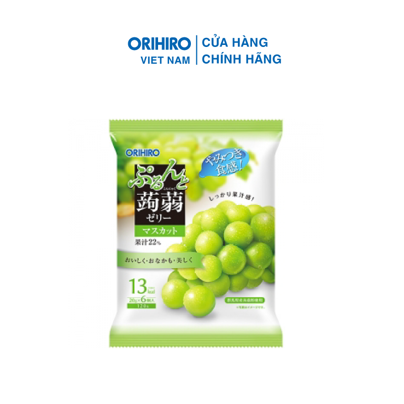 Thạch Trái Cây Orihiro Vị Nho Xanh 6 Gói/Túi