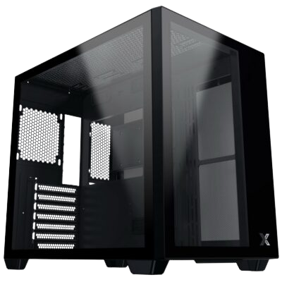 Vỏ case máy tính bể cá gamemax infinity mini - 2 màu black and white - 2 mặt kính cường lực - no fan