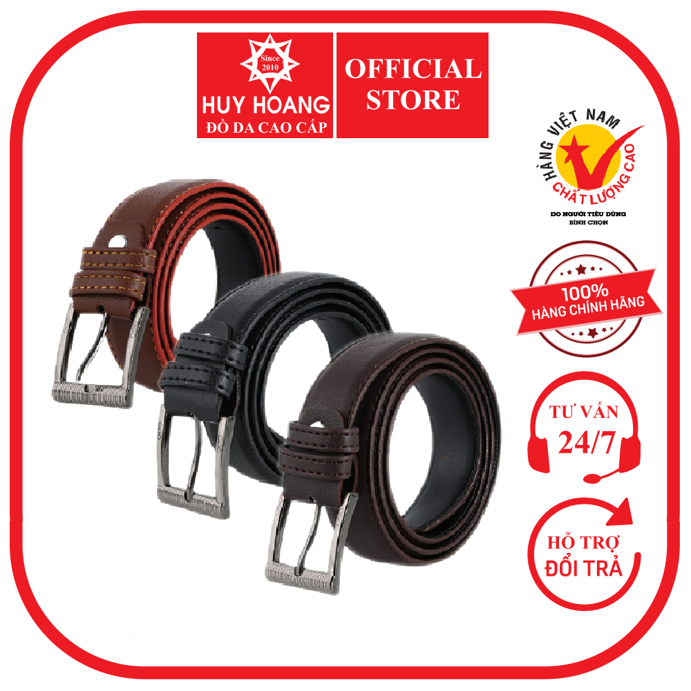 Thắt lưng nữ 3p may viền màu bò, đen, nâu hk5001-02-03