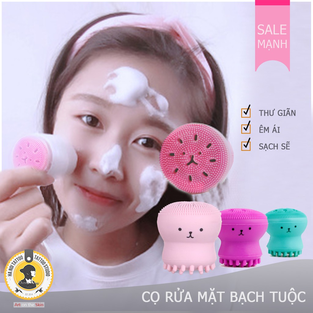 CỌ RỬA MẶT 2 ĐẦU BẠCH TUỘC NHIỀU MÀU_Bàn chải rửa mặt Rửa mặt tạo bọt Dụng cụ Massage mặt Núm rửa mặt rửa mặt sillicone
