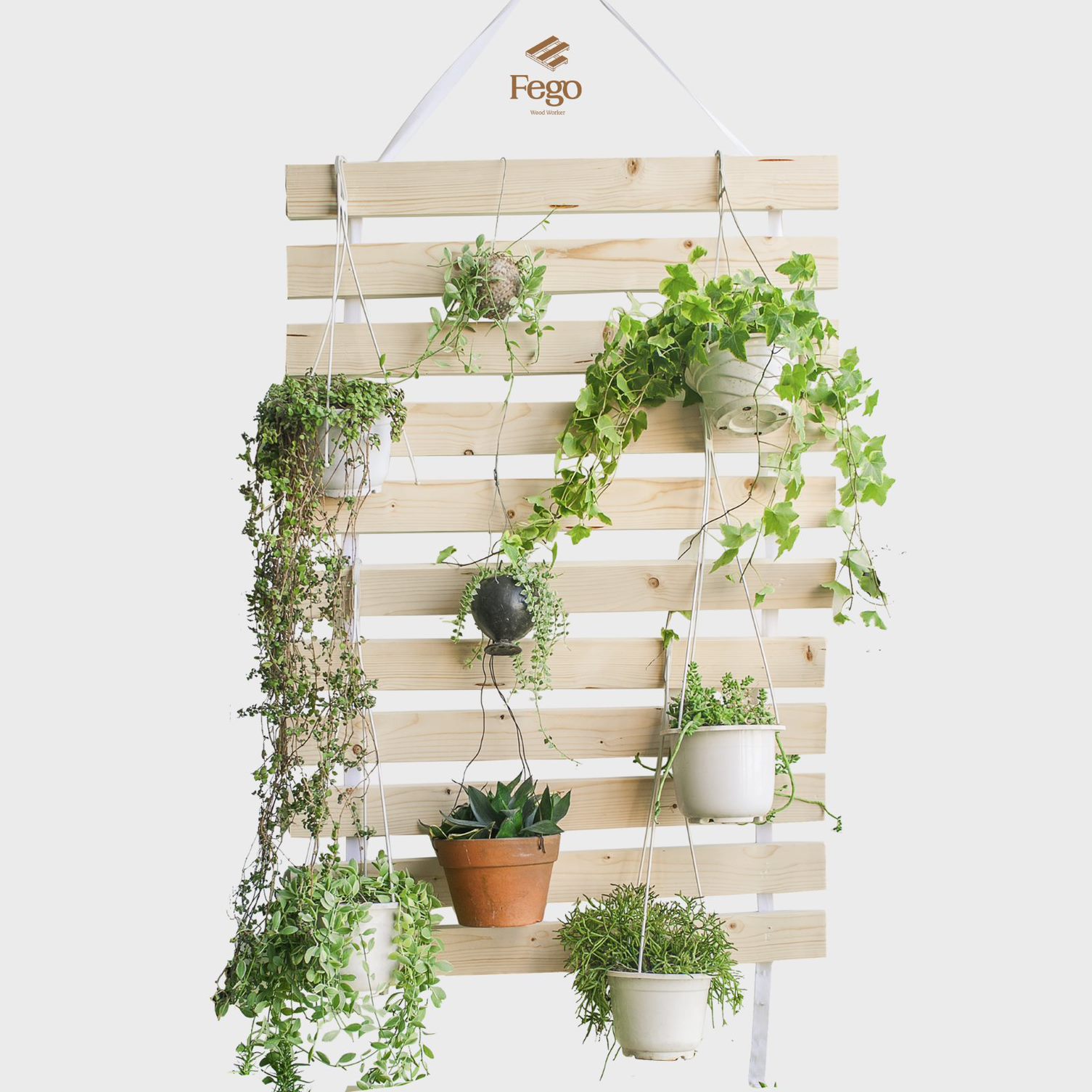 Bảng gỗ treo tường, bảng gỗ trang trí quán cafe, bảng gỗ treo cây để ban công FEGO 120x60