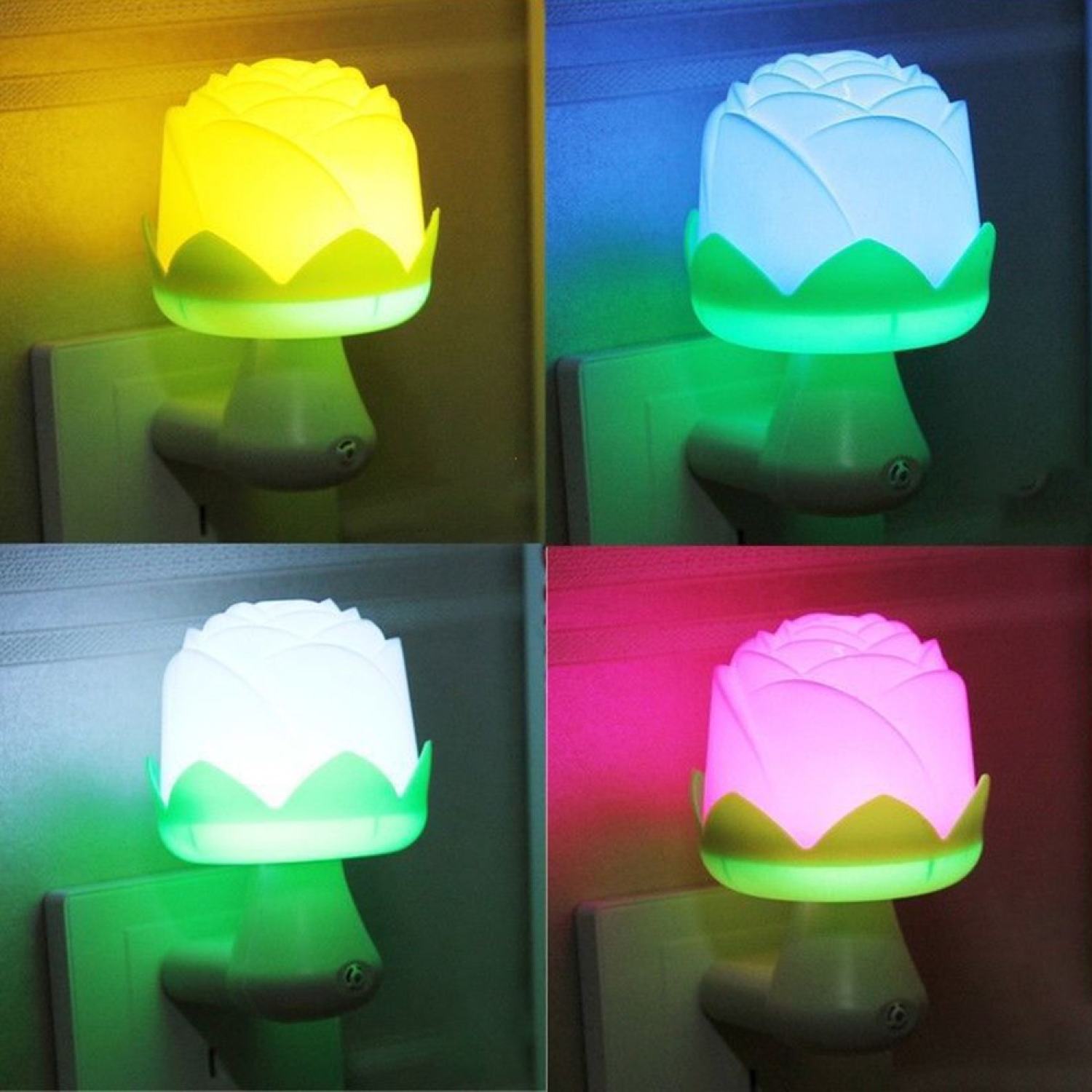 Đèn ngủ led hoa hồng tự động tắt mở