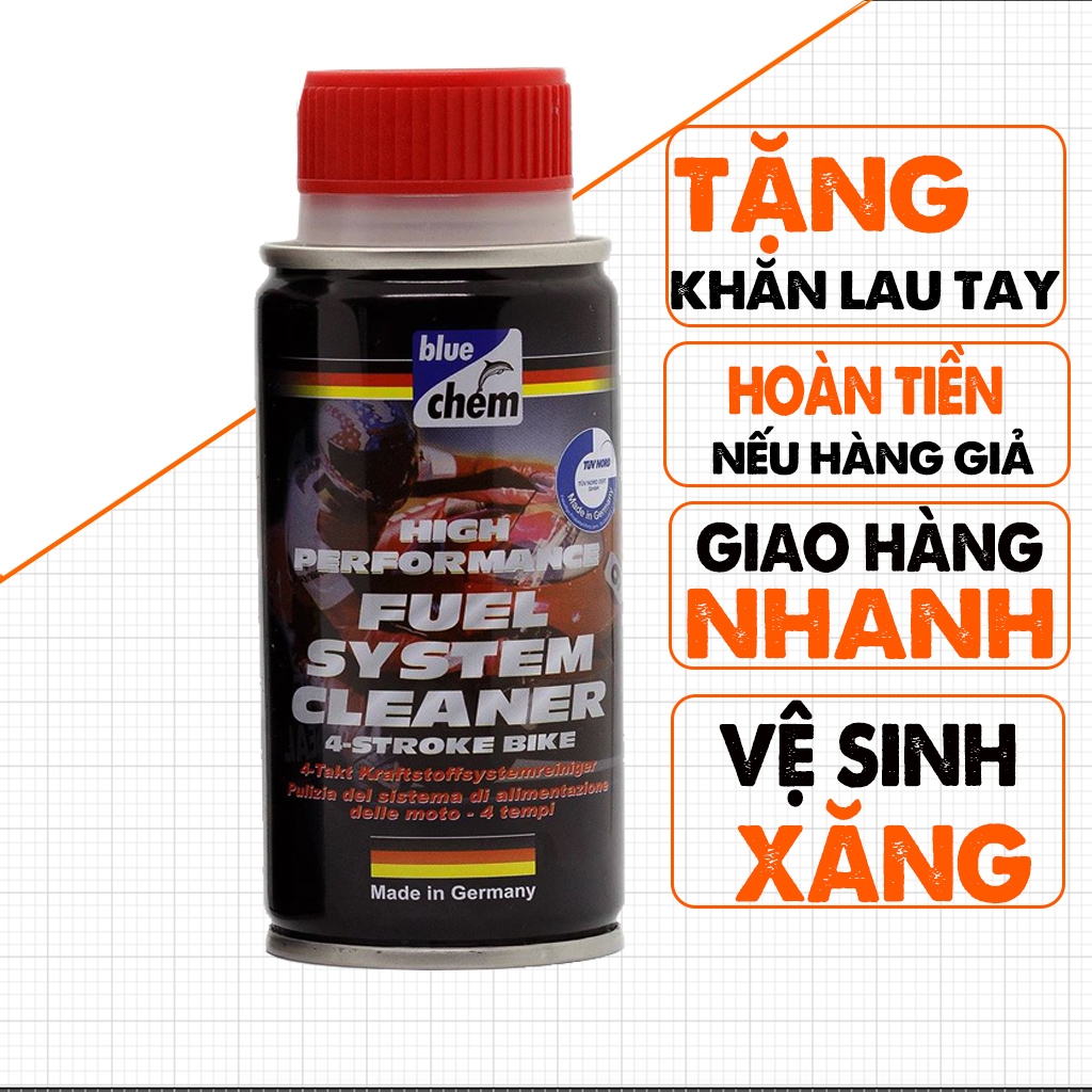 Phụ Gia Vệ Sinh Buồng Đốt Bluechem Fuel Sysem Cleaner 50ml, Sản Xuất Tại Đức, Đổ Vào Xăng, Giúp Vệ Sinh Hệ Thống Kim Phu, Buồng Đốt Xe Máy