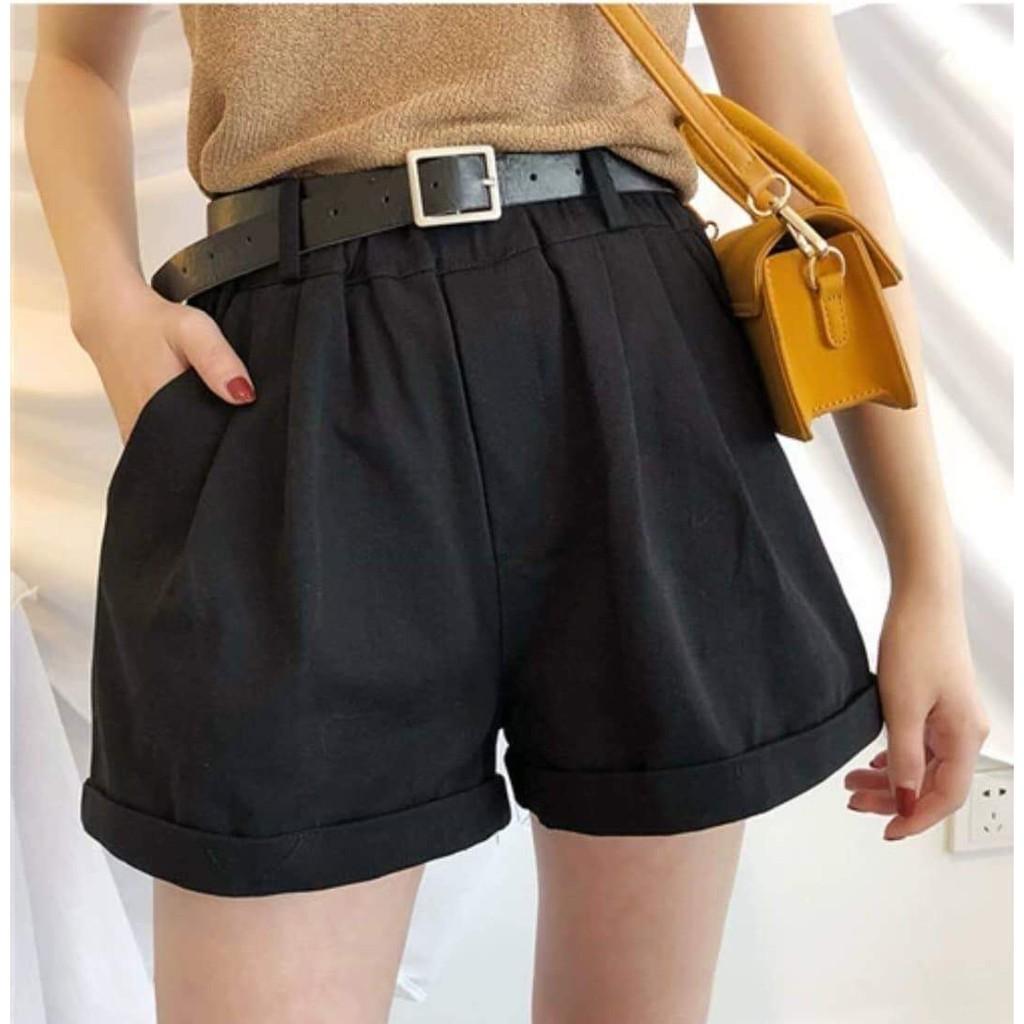 Kèm thắt lưng Quần đùi kaki nữ gập gấu DTR0319