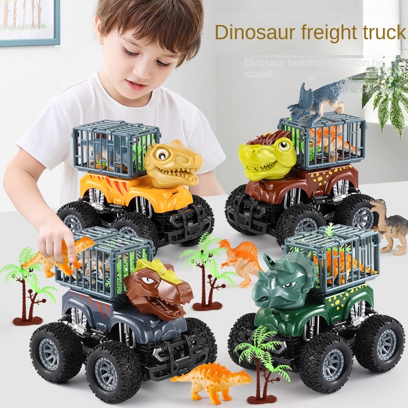 【CW】 Children 39;s Dinosaur Transport Vehicle Engineering Inertia Boy 39;s Car Toy Tyrannosaurus Rex Dumper Gift