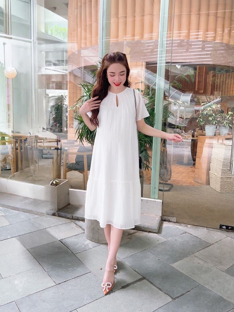 Váy v55, đầm thiết kế đuôi cá dáng dài hai lớp