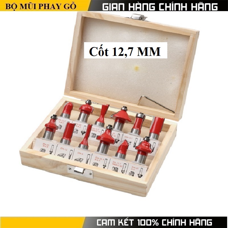 Mũi phay gỗ 12,7mm; Bộ mũi soi gỗ ; Bộ phay; bộ mũi phay; bộ mũi router