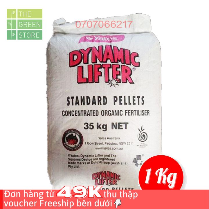 1KG/500G Phân hữu cơ Úc Dynamic Lifter dạng viên (bán lẻ từ bao 35kg) cho hoa hồng, mai vàng, cây cảnh, rau sạch, cây ăn trái