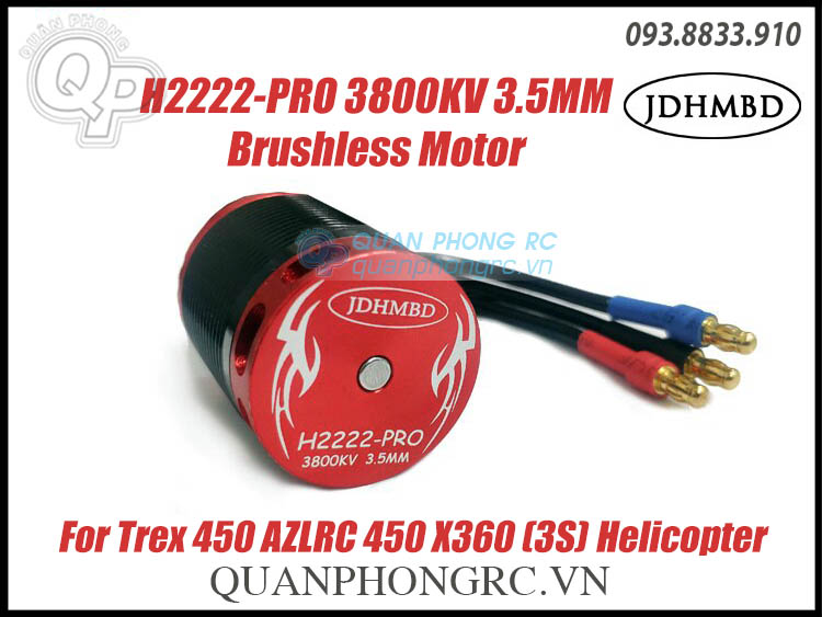 Motor Brushless JDHMBD H2222-PRO 3800KV 3.5MM Shaft For Trex 450 480 X360 Helicopter Red